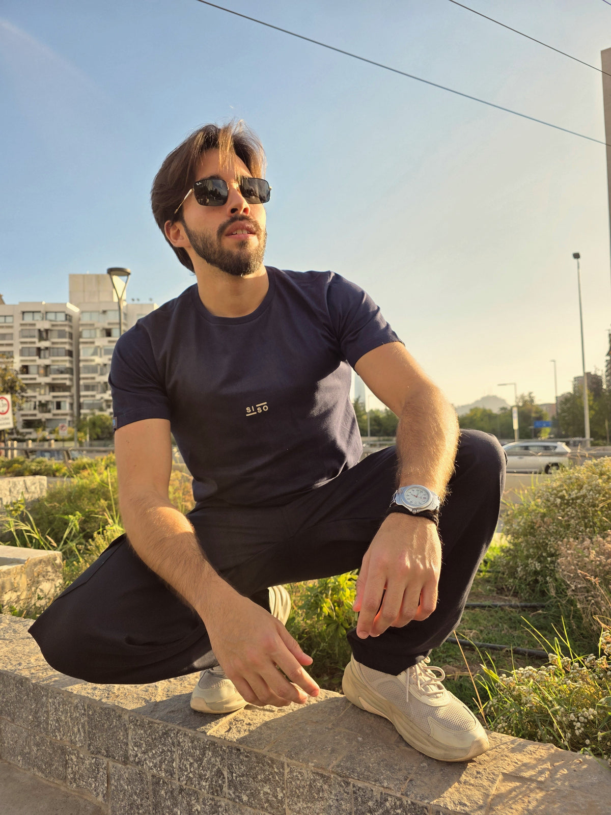Hombre SISO - polera básica azul marino